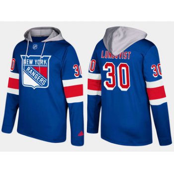 Adidas New York Rangers 30 Henrik Lundqvist Name And Number Blue Hoodie