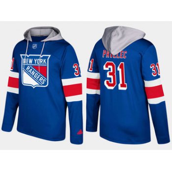 Adidas New York Rangers 31 Ondrej Pavelec Name And Number Blue Hoodie