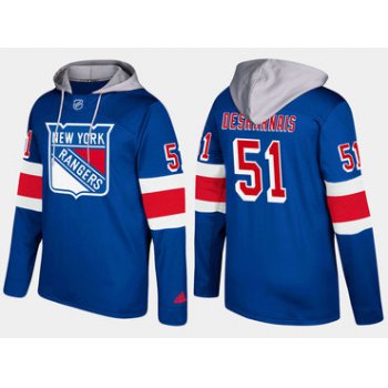 Adidas New York Rangers 51 David Desharnais Name And Number Blue Hoodie