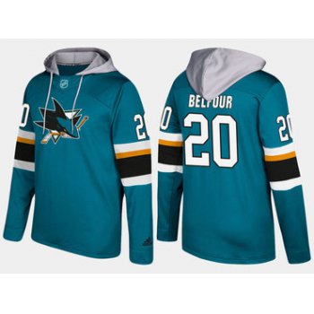 Adidas San Jose Sharks 20 Ed Belfour Retired Teal Name And Number Hoodie