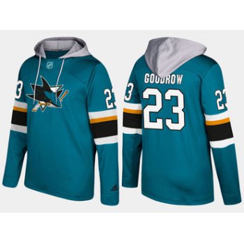 Adidas San Jose Sharks 23 Barclay Goodrow Name And Number Teal Hoodie