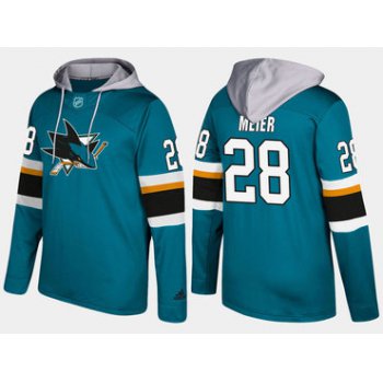 Adidas San Jose Sharks 28 Timo Meier Name And Number Teal Hoodie