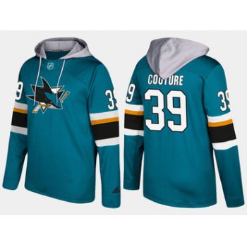 Adidas San Jose Sharks 39 Logan Couture Name And Number Teal Hoodie