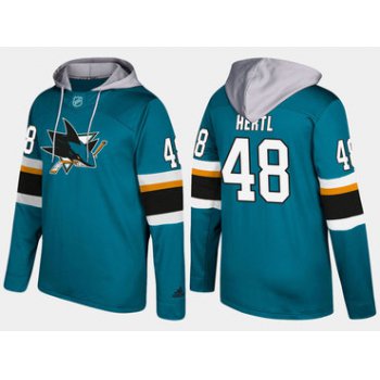 Adidas San Jose Sharks 48 Tomas Hertl Name And Number Teal Hoodie