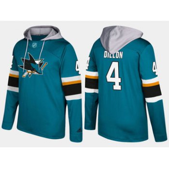 Adidas San Jose Sharks 4 Brenden Dillon Name And Number Teal Hoodie