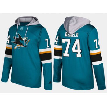 Adidas San Jose Sharks 74 Dylan Demelo Name And Number Teal Hoodie