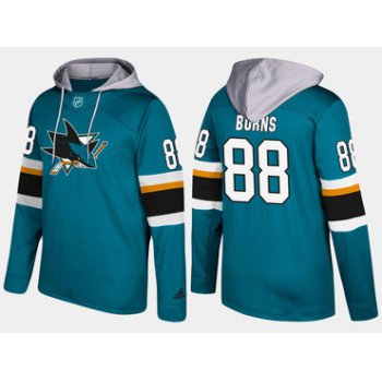 Adidas San Jose Sharks 88 Brent Burns Name And Number Teal Hoodie