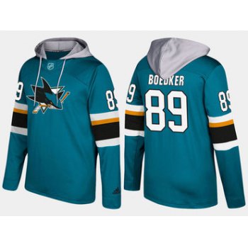 Adidas San Jose Sharks 89 Mikkel Boedker Name And Number Teal Hoodie