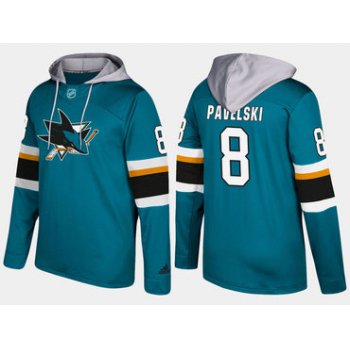 Adidas San Jose Sharks 8 Joe Pavelski Name And Number Teal Hoodie