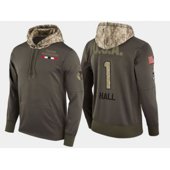 Nike Chicago Blackhawks 1 Glenn Hall Retired Olive Salute To Service Pullover Hoodie