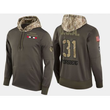 Nike Chicago Blackhawks 31 Anton Forsberg Olive Salute To Service Pullover Hoodie