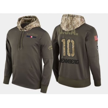 Nike Columbus Blue Jackets 10 Alexander Wennberg Olive Salute To Service Pullover Hoodie