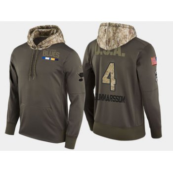 Nike St. Louis Blues 4 Carl Gunnarsson Olive Salute To Service Pullover Hoodie