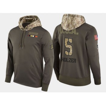 Nike Anaheim Ducks 5 Korbinian Holzer Olive Salute To Service Pullover Hoodie