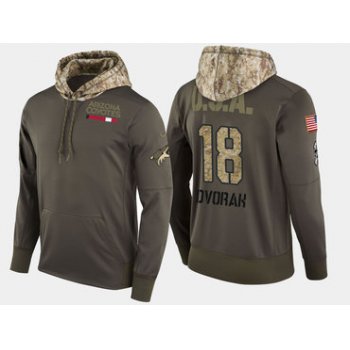 Nike Arizona Coyotes 18 Christian Dvorak Olive Salute To Service Pullover Hoodie