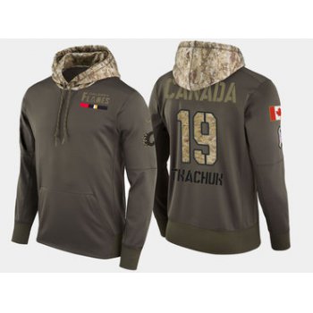 Nike Calgary Flames 19 Matthew Tkachuk Olive Salute To Service Pullover Hoodie