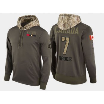 Nike Calgary Flames 7 Tj Brodie Olive Salute To Service Pullover Hoodie