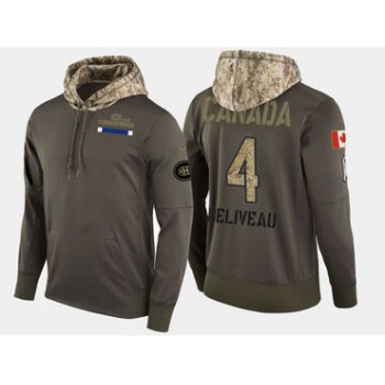 Nike Montreal Canadiens 4 Jean Beliveau Retired Olive Salute To Service Pullover Hoodie