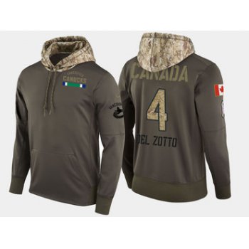 Nike Vancouver Canucks 4 Michael Del Zotto Olive Salute To Service Pullover Hoodie