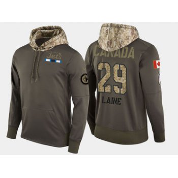 Nike Winnipeg Jets 29 Patrik Laine Olive Salute To Service Pullover Hoodie