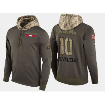 Nike Detroit Red Wings 10 Alex Delvecchio Retired Olive Salute To Service Pullover Hoodie