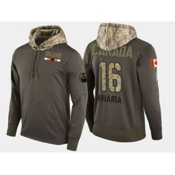 Nike Edmonton Oilers 16 Jujhar Khaira Olive Salute To Service Pullover Hoodie