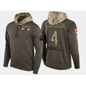 Nike Edmonton Oilers 4 Kris Russell Olive Salute To Service Pullover Hoodie