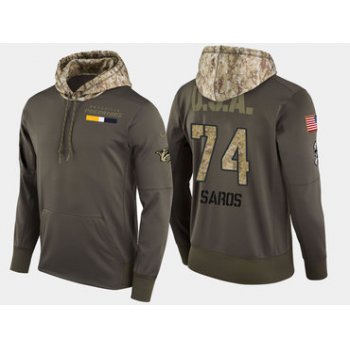 Nike Nashville Predators 74 Juuse Saros Olive Salute To Service Pullover Hoodie