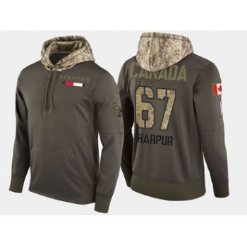 Nike Ottawa Senators 67 Ben Harpur Olive Salute To Service Pullover Hoodie