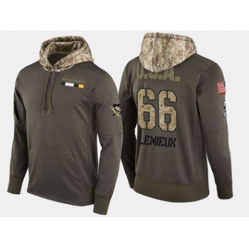 Nike Pittsburgh Penguins 66 Mario Lemieux Retired Olive Salute To Service Pullover Hoodie