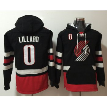 Blazers #0 Damian Lillard Black Name & Number Pullover NBA Hoodie