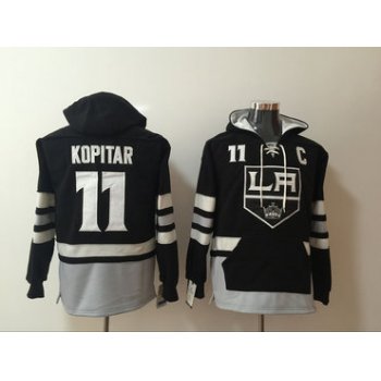 Men's Los Angeles Kings #11 Anze Kopitar NEW Black Pocket Stitched NHL Old Time Hockey Hoodie