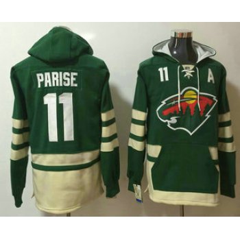 Men's Minnesota Wild #11 Zach Parise Green Pocket Stitched NHL Old Time Hockey Pullover Hoodie