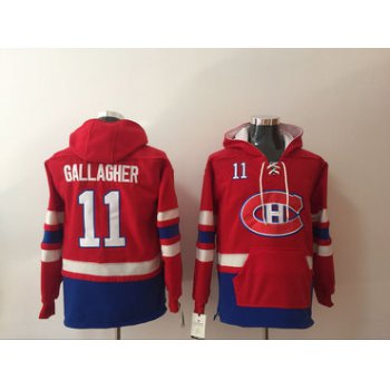 Men's Montreal Canadiens #11 Brendan Gallagher NEW Red Pocket Stitched NHL Old Time Hockey Hoodie