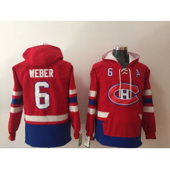 Men's Montreal Canadiens #6 Shea Weber NEW Red Pocket Stitched NHL Old Time Hockey Hoodie