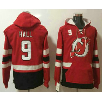 Men's New Jersey Devils #9 Taylor Hall Red Pocket Stitched NHL Old Time Hockey Pullover Hoodie