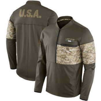 Nike New York Jets Olive Salute to Service Sideline Hybrid Half-Zip Pullover Jacket