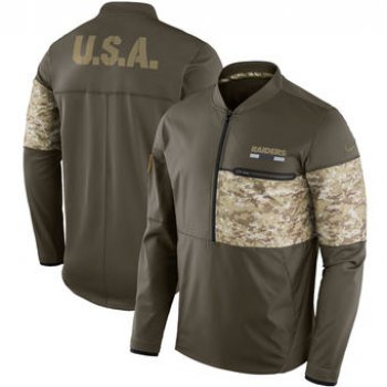 Nike Oakland Raiders Olive Salute to Service Sideline Hybrid Half-Zip Pullover Jacket