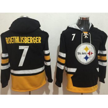 Nike Pittsburgh Steelers #7 Ben Roethlisberger Black Gold Name & Number Pullover NFL Hoodie