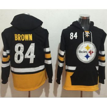 Nike Pittsburgh Steelers #84 Antonio Brown Black Gold Name & Number Pullover NFL Hoodie