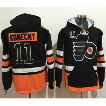 Flyers #11 Travis Konecny Black Name & Number Pullover NHL Hoodie