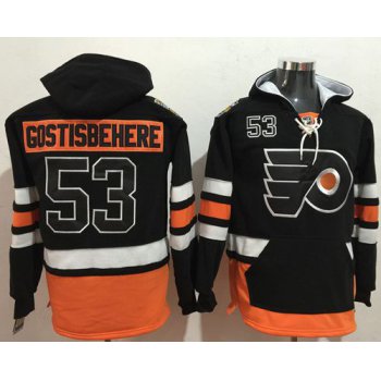 Flyers #53 Shayne Gostisbehere Black Name & Number Pullover NHL Hoodie