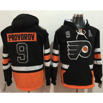 Flyers #9 Ivan Provorov Black Name & Number Pullover NHL Hoodie