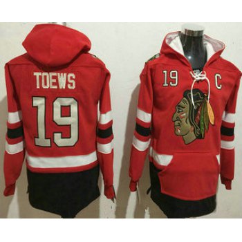 Men's Chicago Blackhawks #19 Jonathan Toews NEW Red Stitched NHL Old Tim Hockey Hoodie