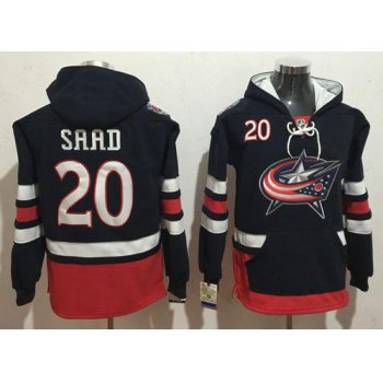 Men's Columbus Blue Jackets #20 Brandon Saad Navy Blue Home Stitched NHL Old Tim Hockey Hoodie