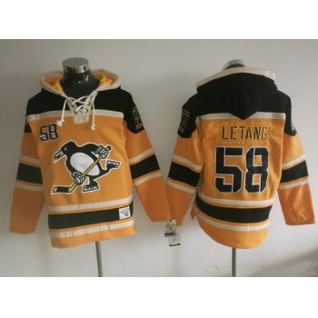 Men's Pittsburgh Penguins #58 Kris Letang 2016 NEW Yellow Stitched NHL Old Time Hockey Hoodie