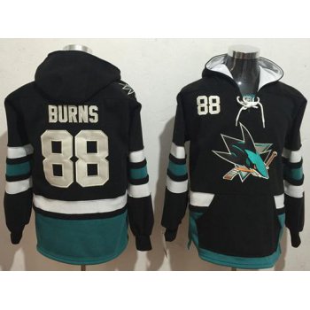 Men's San Jose Sharks #88 Brent Burns NEW Black Stitched NHL Old Time Hockey Hoodie