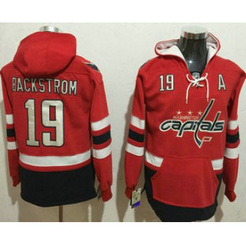 Men's Washington Capitals #19 Nicklas Backstrom NEW Red Stitched NHL Old Tim Hockey Hoodie