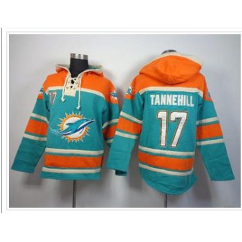 Miami Dolphins #17 Ryan Tannehill Aqua Green Sawyer Hooded Sweatshirt NFL Hoodie