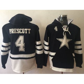 Nike Cowboys #4 Dak Prescott Navy Blue White Name & Number Pullover NFL Hoodie